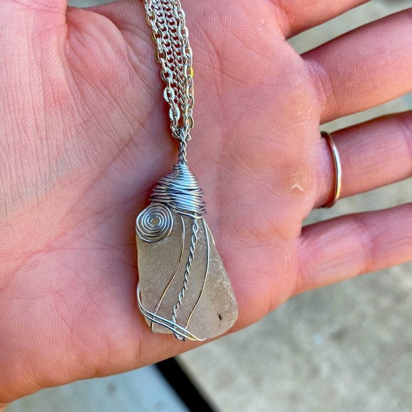 Custom necklace made from beach glass from Lake Michigan - Picture 1 of 2